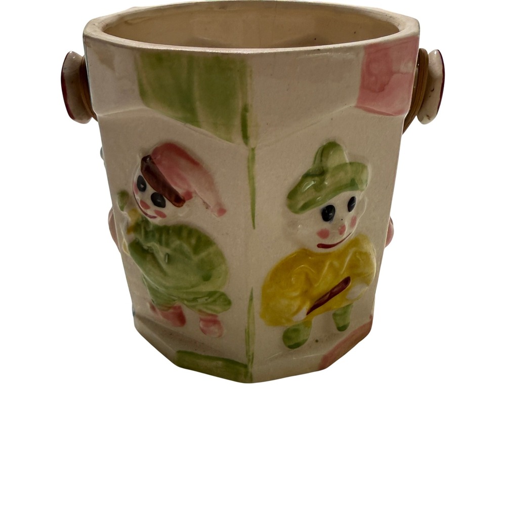 Vintage Japanese Clown Cookie Jar with handle Kitsch No Lid *Crack on side